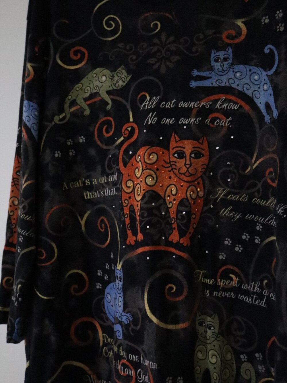Cat Lovers Quoted Bedazzled Cactus Bay size XXL Long Sleeve Top - Picture 2 of 6